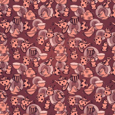 Kahve ve çay şeylerle sorunsuz arka plan