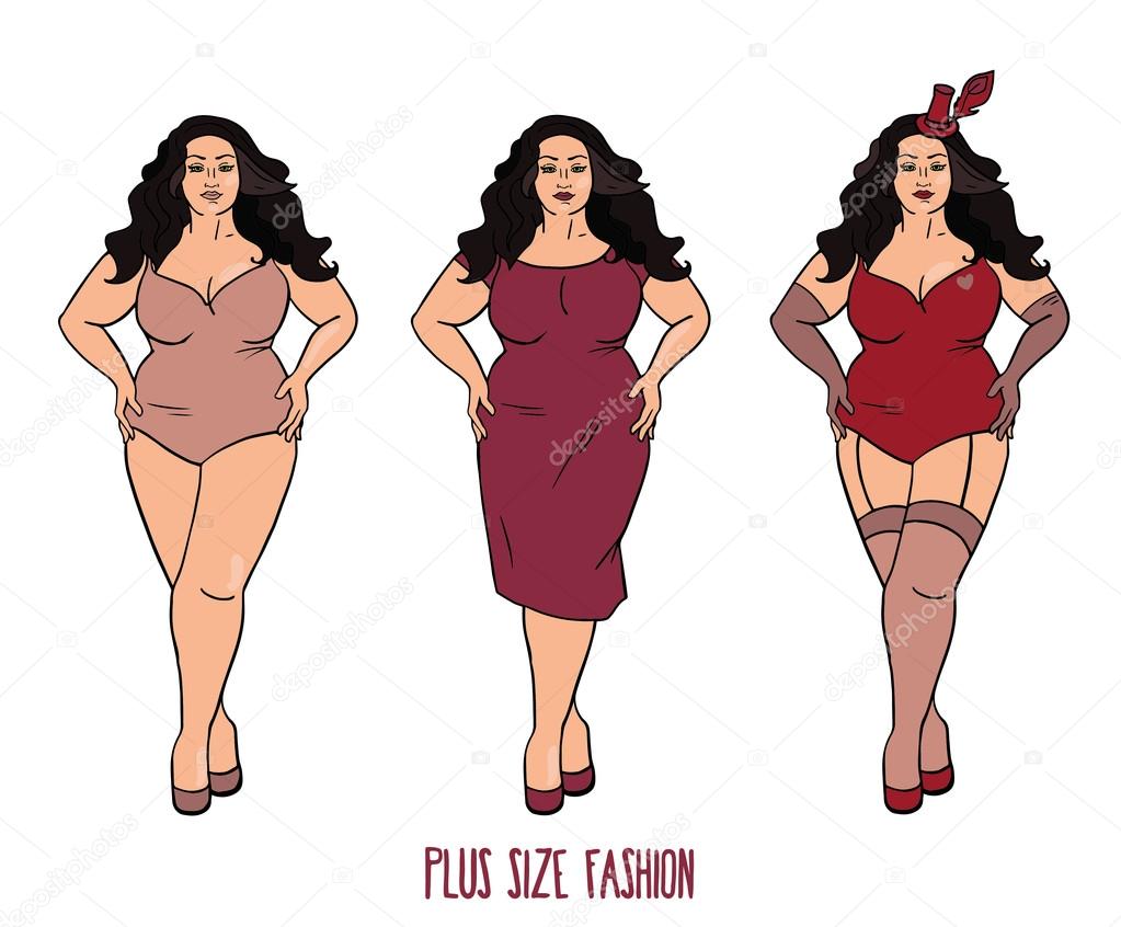 Beautiful European woman with curves, plus size models Stock Vector Image by #66577785