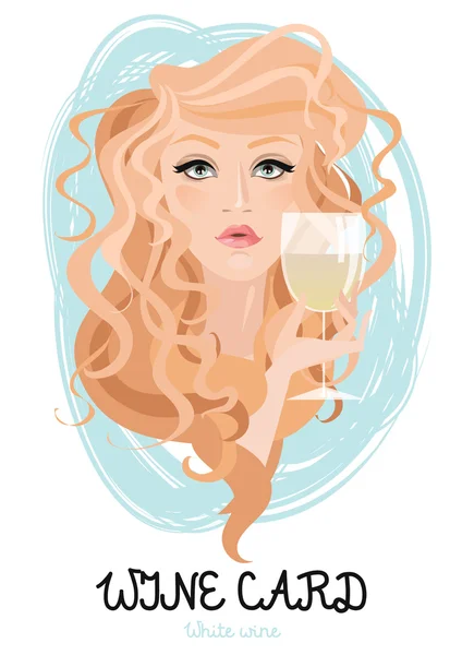 와인 잔을 든 아름다운 여인 — 스톡 벡터