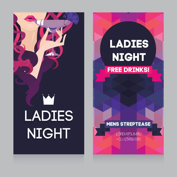 Πρότυπο για κυρίες βράδυ πρόσκληση σε πάρτι — Διανυσματικό Αρχείο