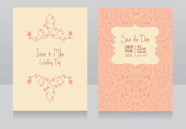 Deux cartes de mariage florales — Image vectorielle