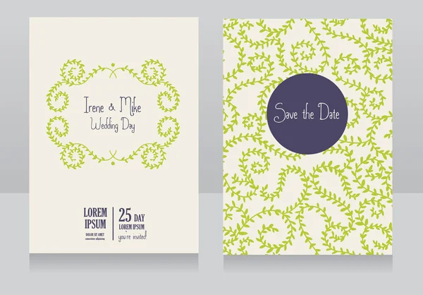 Dos tarjetas de boda florales — Vector de stock