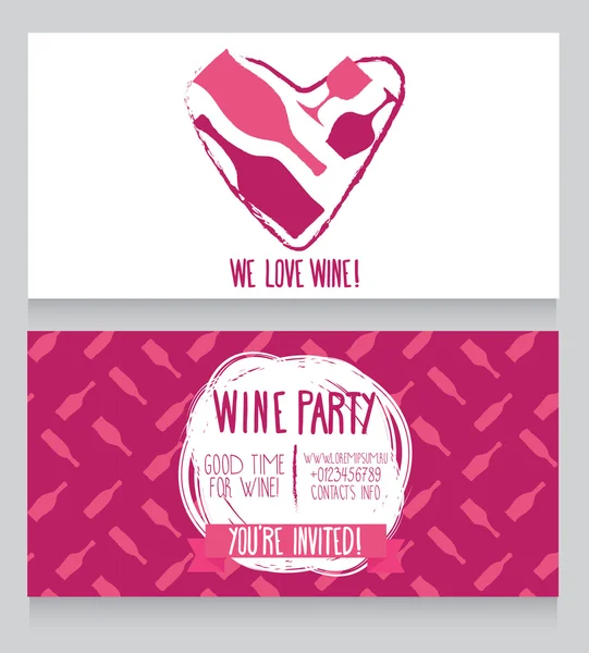 Uitnodiging voor wijn partij, kan worden gebruikt als sjabloon voor wijn winkel visitekaartje — Stockvector
