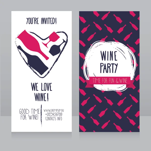 Invitación para la fiesta del vino, se puede utilizar como plantilla para la tarjeta de visita de la tienda de vino — Vector de stock