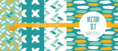 Set of four hand drawn seamless patterns clipart