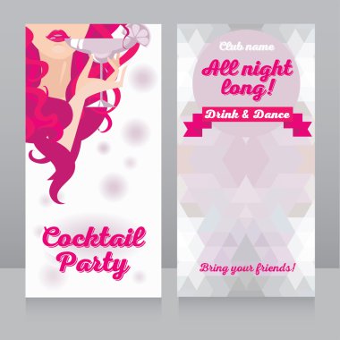 Güzel kızla margarita içmek kokteyl daveti için şablon