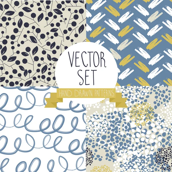 Set of abstract and floral seamless patterns — Stock Vector