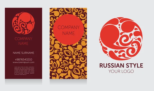 Kartvizit şablonu ve soyut logo şablonu, Rus tarzı tasarım tasarım