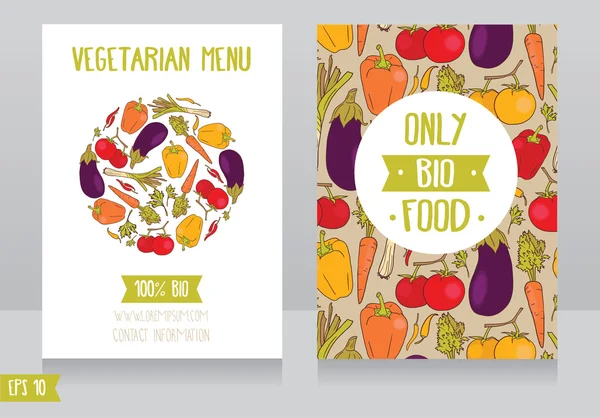 Modello di carte di menu per caffè vegan — Vettoriale Stock