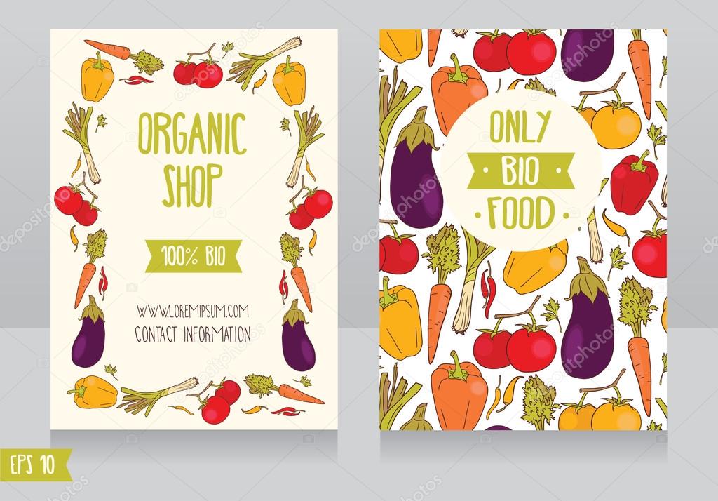 Promo cards template for organic foods shop