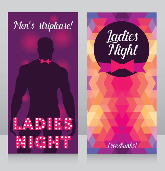 Cards for night club with sexy man 's silhouette — стоковый вектор