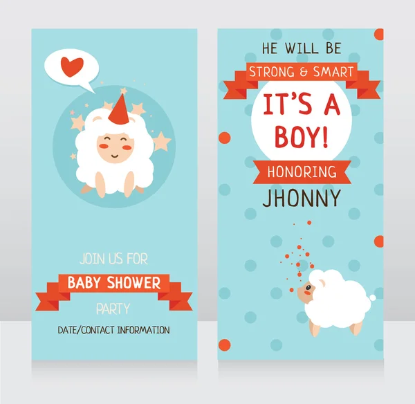 Baby boy arrival cards — Stock Vector