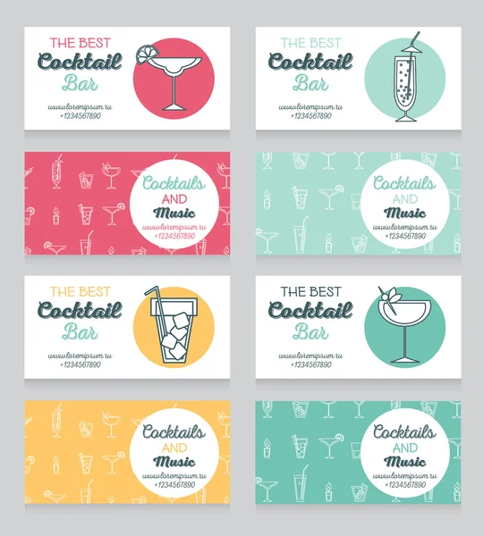 Collectie van visitekaartjes voor cocktailbar — Stockvector