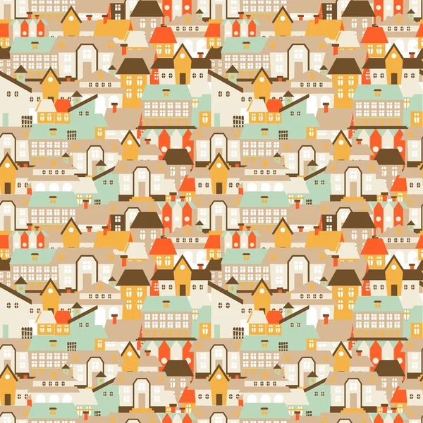 Textura perfecta con lindas casas europeas en las calles — Vector de stock