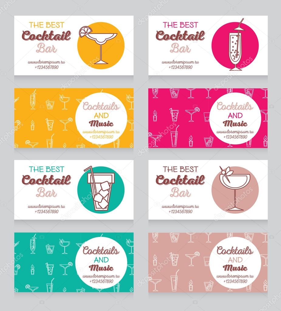 Collection of business cards for cocktail bar