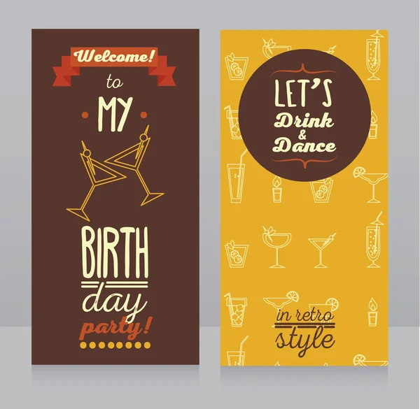 Invitation pour fête d'anniversaire, design rétro — Image vectorielle