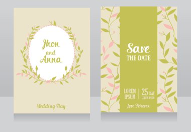 Güzel çiçekli düğün davetiyesi