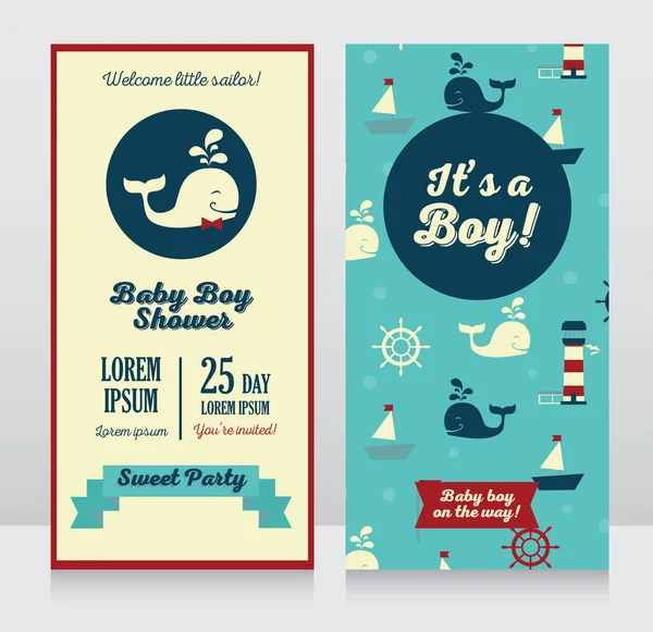 Baby boy przyjazdu karty szablon — Wektor stockowy