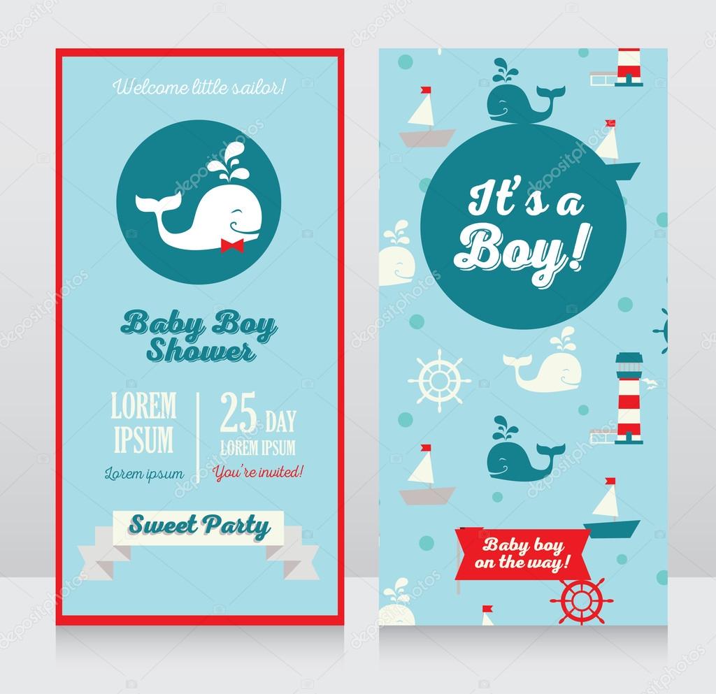 Baby boy arrival cards template