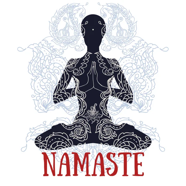 Lotus asana desenli süsleme ile insan