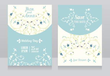 iki çiçek düğün kartları