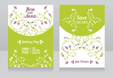 iki çiçek düğün kartları