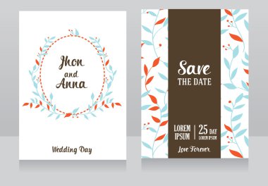 iki çiçek düğün kartları