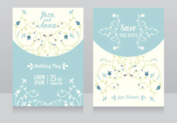 Dos tarjetas de boda florales — Vector de stock