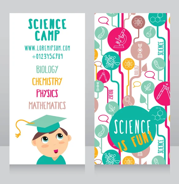 Karten für Science Camp — Stockvektor