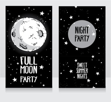 Invitation template to full moon party clipart