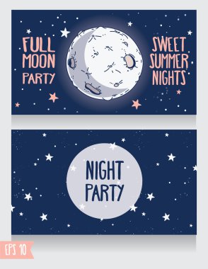 Invitation template to full moon party clipart