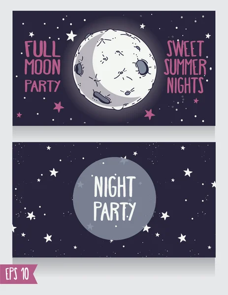 Invitation template to full moon party — Stock Vector