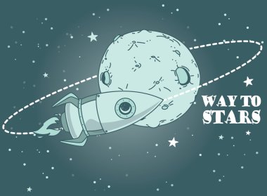 Kozmik roket gezegenin yörünge üzerinde kartıyla