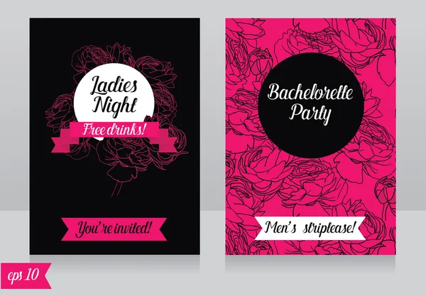 Κάρτες πρότυπο για συμβαλλόμενο μέρος bachelorette κυρίες — Διανυσματικό Αρχείο