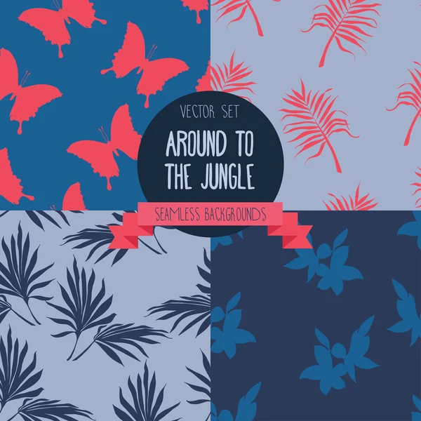 Set of tropical seamless patterns — Stockvector
