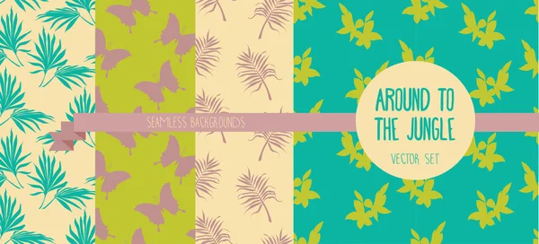 Set of tropical seamless patterns — Stock Vector