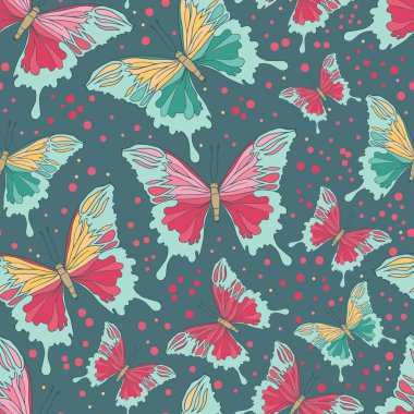 Renkli kelebeklerle kusursuz desen