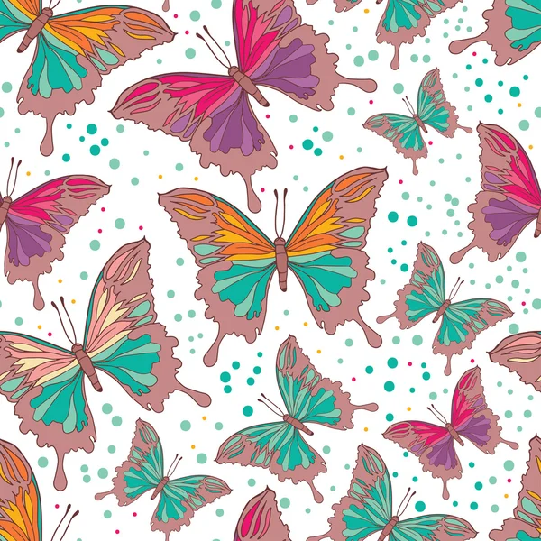 カラフルな蝶とシームレスなパターン — ストックベクタ
