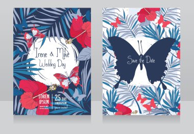 tropikal tarzı düğün davetiyeleri