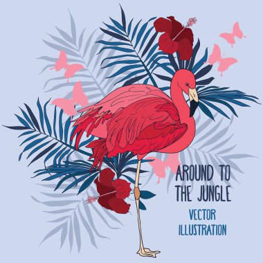 vektör çizim ile flamingo