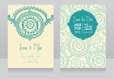 İki davetiye boho stil için düğün