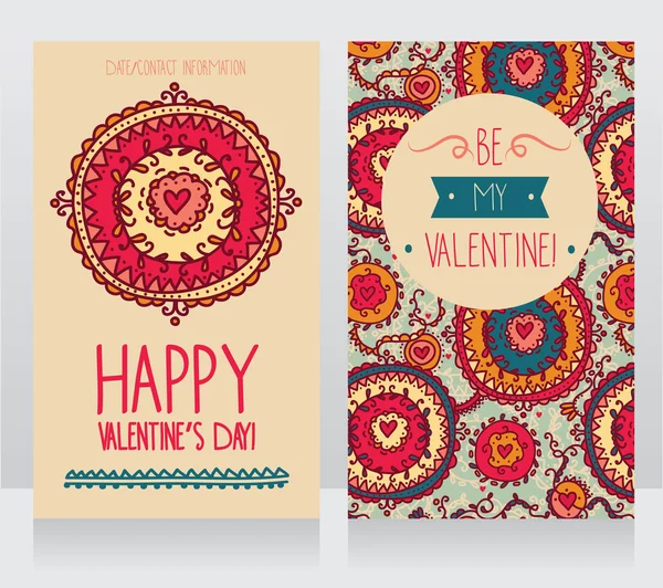 Invitation cards for valentine's day in boho style — Stock Vector