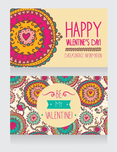 Cartes d'invitation pour la Saint-Valentin dans le style boho — Image vectorielle