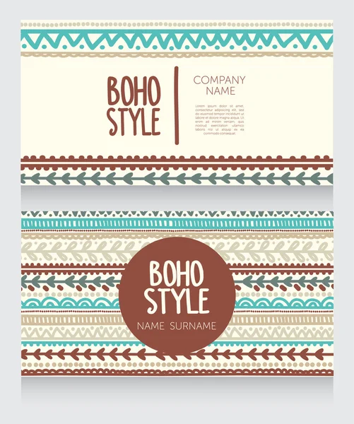 Two business cards template for boho style — Stock Vector