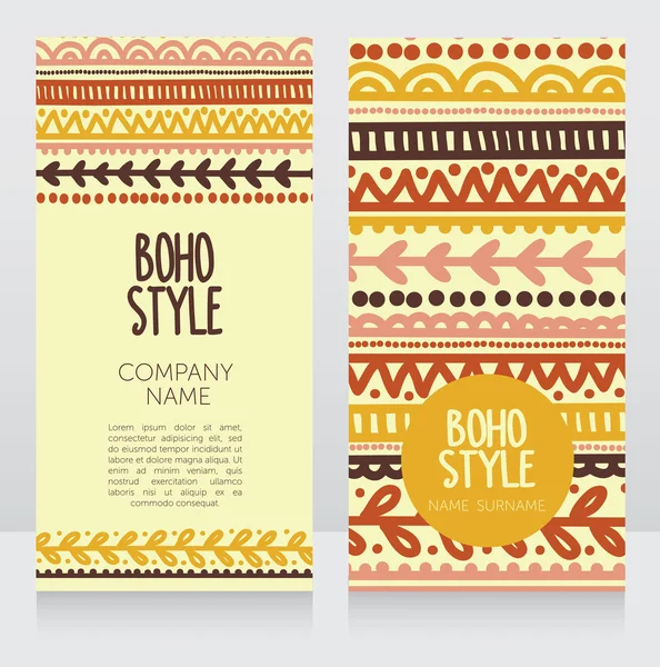 Boho stili için iki kartvizit şablon — Stok Vektör