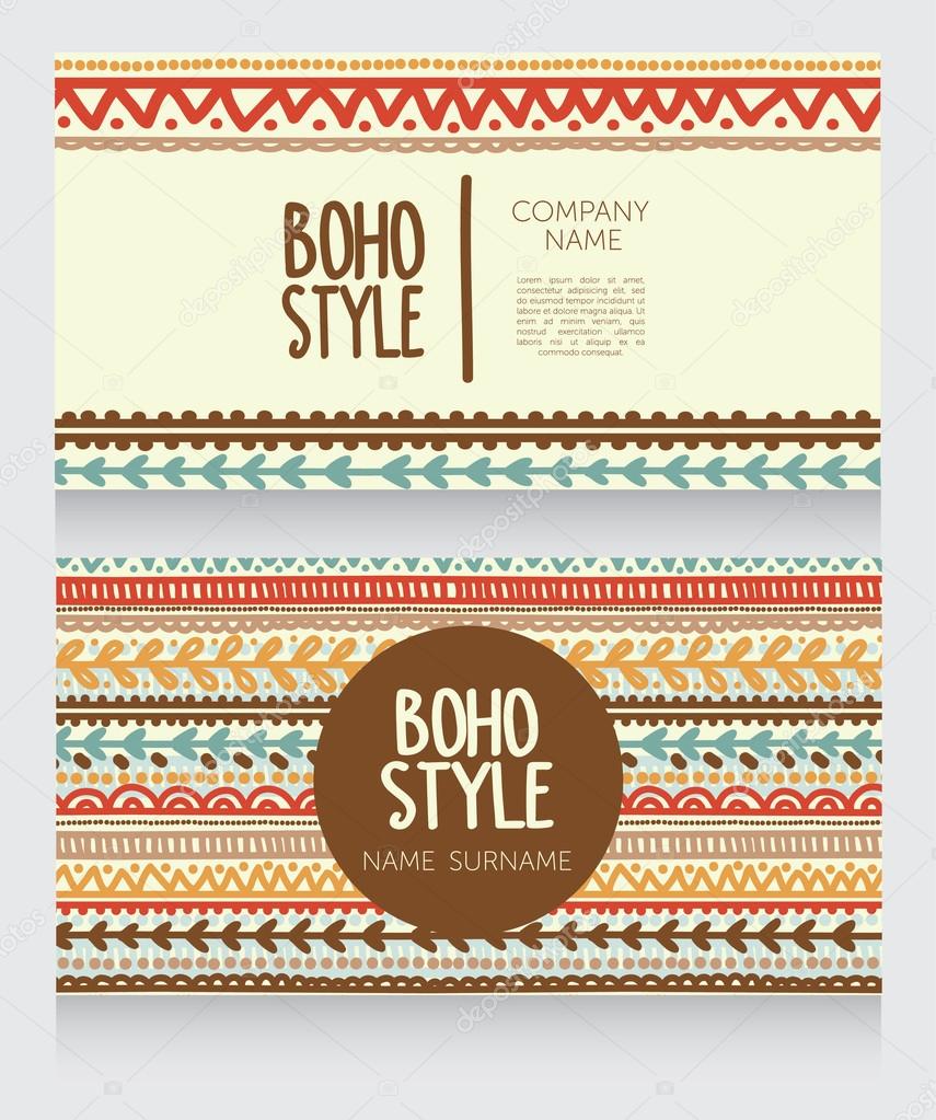 two business cards template for boho style