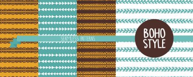 boho tarzı dört soyut Dikişsiz desen seti