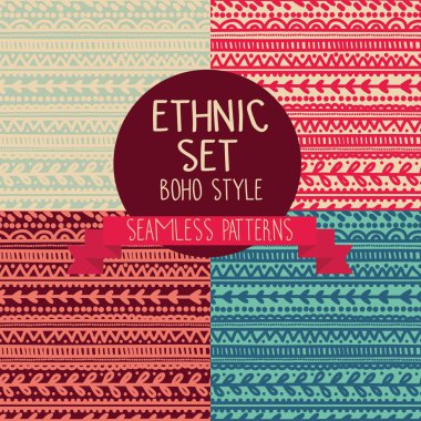 boho tarzı dört soyut Dikişsiz desen seti