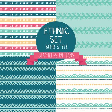 boho tarzı dört soyut Dikişsiz desen seti