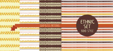 boho tarzı dört soyut Dikişsiz desen seti